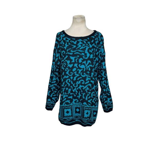 Mexx Emanuel blue black knit long sleeves sweater size large - Picture 10 of 10